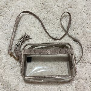 Clear crossbody bag snake skin details